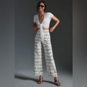 Anthropologie Maeve Colette Musical Note Print Wide-Leg Pants, Size 26